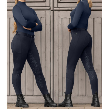 Calça de equitação térmica ELT Essential com silicone feminina Azul profundo