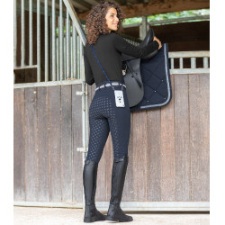 Calça de equitação térmica ELT cintura alta Fun Sport silicone Azul noturno Calça de equitação térmica ELT cintura alta Fun Sport silicone Azul noturno
