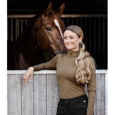 Camiseta com zíper funcional ELT Milano Mistura Cappuccino Castanho