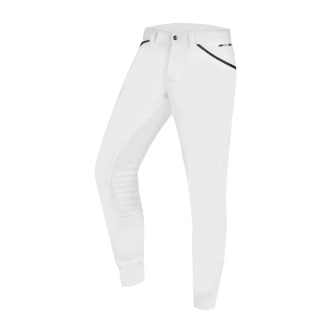 Calça de equitação ELT Mailo com grip nos joelhos masculino Branco