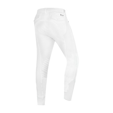 Calça de equitação ELT Mailo com grip nos joelhos masculino Branco