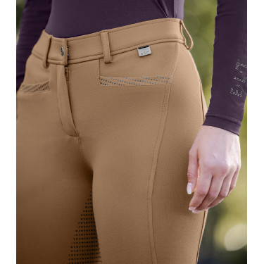 Calça de equitação ELT Oktavia silicone Cappuccino Castanho