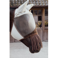 Máscara anti-mosca clássica com orelhas e franjas no focinho Kentucky Prata