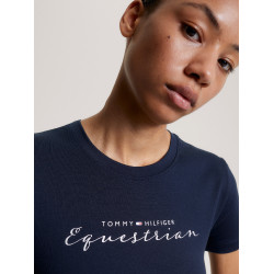 Camiseta gráfica Tommy Hilfiger Equestrian Brooflyn de manga curta feminina Céu do deserto Azul