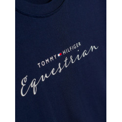 Camiseta gráfica Tommy Hilfiger Equestrian Brooflyn de manga curta feminina Céu do deserto Azul