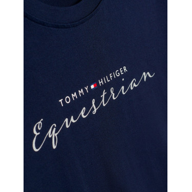 Camiseta gráfica Tommy Hilfiger Equestrian Brooflyn de manga curta feminina Céu do deserto Azul