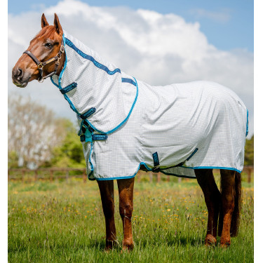 Cobertura anti-moscas Horseware Amigo Summer Plus CarreauxMarine / bleu électrique /Marine
