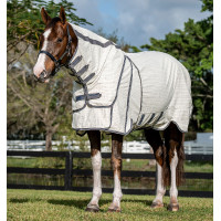 Capa anti-moscas Horseware Rambo Optimo Supreme Summer Sheet Plus CarreauxMarine / gris orage / argent