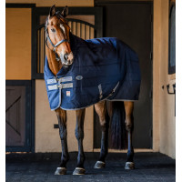 Cobertura de estábulo Horseware Rhino 350g VL Preto / cinza titânio / azul clássico
