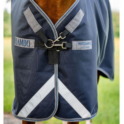 Capa Horseware Rambo Supreme 1000D Turnout 50g Marinho / tempestade / cinza prateado Azul-marinho