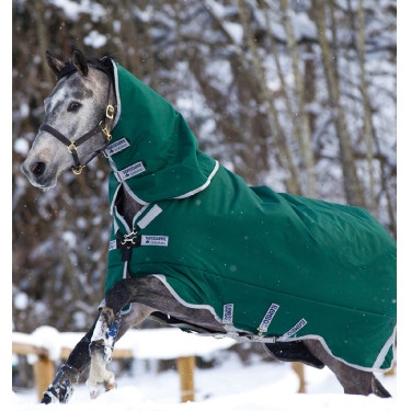 Cobertura Horseware Rambo Original com Leg Arches 400g Verde / prata Cobertura Horseware Rambo Original com Leg Arches 400g Verde / prata