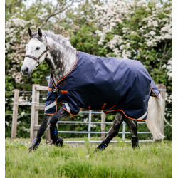 Cobertura Horseware Rambo Original 100g com Arcos para Pernas Marinho / laranja Azul