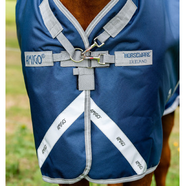 Capa Horseware Amigo® Bravo 12 Plus 400g 1200D Marinho / cinza titânio / prata Capa Horseware Amigo® Bravo 12 Plus 400g 1200D Marinho / cinza titânio / prata