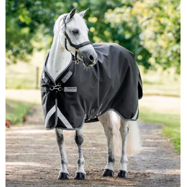 Capa Horseware Rambo 1680D Turnout 0g Preto / tempestade / cinza prateado