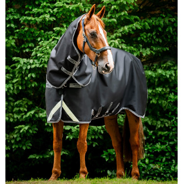 Capa Horseware Rambo 1680D Turnout Plus 100g Preto / tempestade / cinza prateado