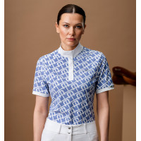 Pólo de competição Horseware AA Alcina de mangas curtas Monograma azul impresso Motivos