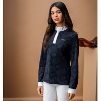 Pólo de competição Horseware AA Alcina de mangas compridas Carvão vegetal Cinzento