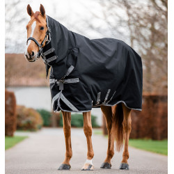 Capa Horseware Amigo 1200D Integrated Turnout 50g Preto / cinza titânio / prata