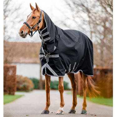 Capa Horseware Amigo 1200D Integrated Turnout 0g Preto / cinza titânio / prata