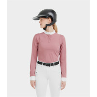 Camisa de competição Aerolight de mangas compridas Horse Pilot feminina Rosa mesa