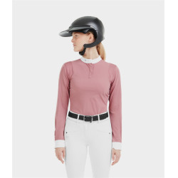 Camisa de competição Aerolight de mangas compridas Horse Pilot feminina Rosa mesa Camisa de competição Aerolight de mangas compridas Horse Pilot feminina Rosa mesa