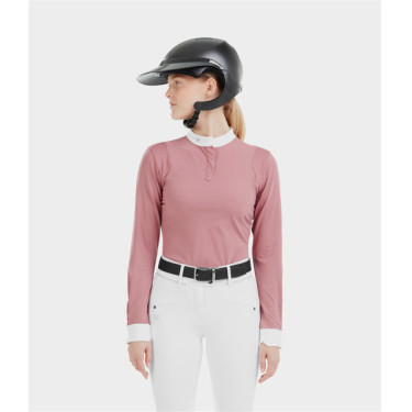 Camisa de competição Aerolight de mangas compridas Horse Pilot feminina Rosa mesa Camisa de competição Aerolight de mangas compridas Horse Pilot feminina Rosa mesa