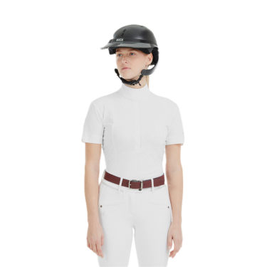 Camisa de competição Monica Horse Pilot de manga curta feminina