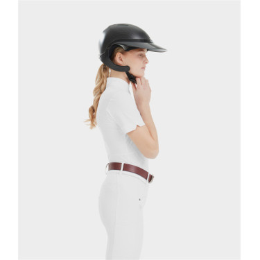 Camisa de competição Monica Horse Pilot de manga curta feminina Branco Camisa de competição Monica Horse Pilot de manga curta feminina Branco