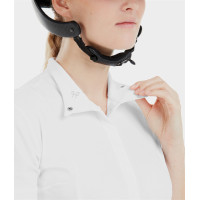 Camisa de competição Monica Horse Pilot de manga curta feminina Branco