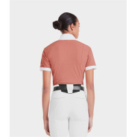 Camisa de competição Monica Horse Pilot de manga curta feminina Pó de tijolo Rosa