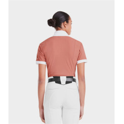 Camisa de competição Monica Horse Pilot de manga curta feminina Pó de tijolo Rosa