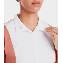 Camisa de competição Monica Horse Pilot de manga curta feminina Pó de tijolo Rosa