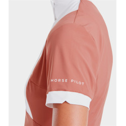Camisa de competição Monica Horse Pilot de manga curta feminina Pó de tijolo Rosa