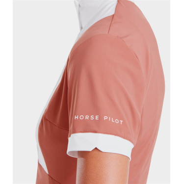 Camisa de competição Monica Horse Pilot de manga curta feminina Pó de tijolo Rosa