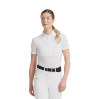 Polo Aeromesh de mangas curtas Horse Pilot feminino Branco
