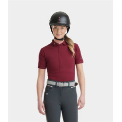 Polo Aeromesh de mangas curtas Horse Pilot feminino Vermelho escuro