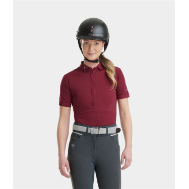 Polo Aeromesh de mangas curtas Horse Pilot feminino Vermelho escuro