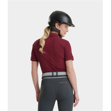 Polo Aeromesh de mangas curtas Horse Pilot feminino Vermelho escuro
