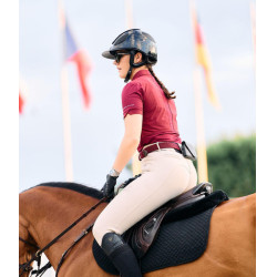Polo Aeromesh de mangas curtas Horse Pilot feminino Vermelho escuro