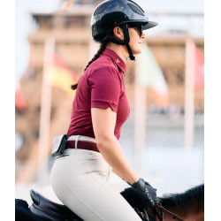 Polo Aeromesh de mangas curtas Horse Pilot feminino Vermelho escuro