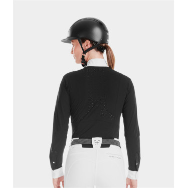 Polo de competição Monica Horse Pilot de mangas compridas para mulher Polo de competição Monica Horse Pilot de mangas compridas para mulher