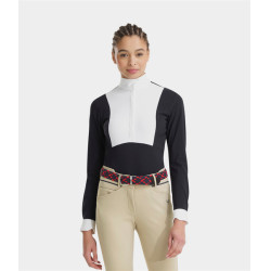 Polo de competição Monica Horse Pilot de mangas compridas para mulher Noite escura Preto Polo de competição Monica Horse Pilot de mangas compridas para mulher Noite escura Preto