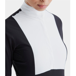 Polo de competição Monica Horse Pilot de mangas compridas para mulher Noite escura Preto Polo de competição Monica Horse Pilot de mangas compridas para mulher Noite escura Preto