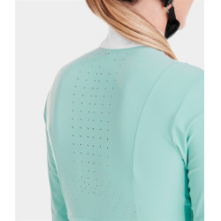 Polo de competição Monica Horse Pilot de mangas compridas para mulher Verde-mar