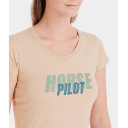 Camiseta Horse Pilot Team feminina Areia Amarelo