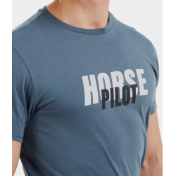 Camiseta Horse Pilot Team homem Índigo vintage Azul