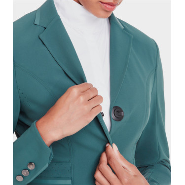 Casaco de competição Aeromade Horse Pilot feminino Logotipo verde bálsamo prateado