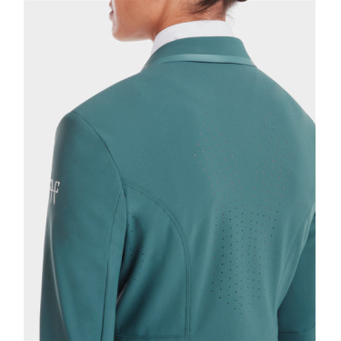 Casaco de competição Aeromade Horse Pilot feminino Logotipo verde bálsamo prateado