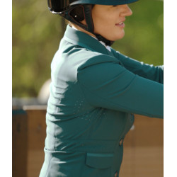Casaco de competição Aeromade Horse Pilot feminino Logotipo verde bálsamo prateado