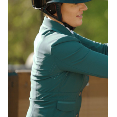 Casaco de competição Aeromade Horse Pilot feminino Logotipo verde bálsamo prateado